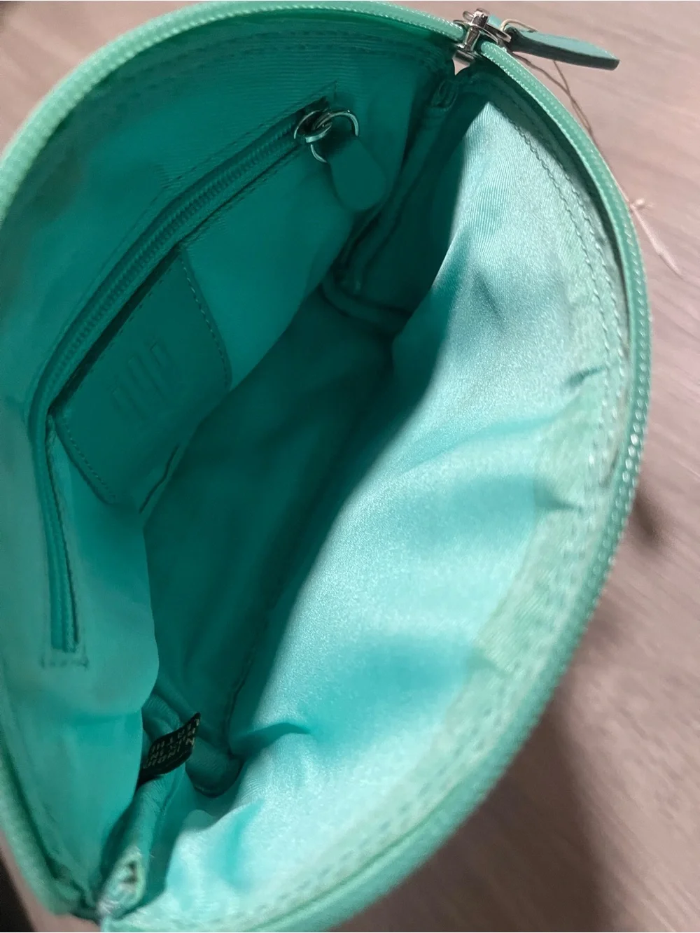 Teal Leather Cosmetic Pouch